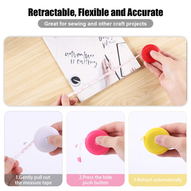 BUSHIBU Tape Measure Body Measuring Tape, Retractable 60 Inch Soft Mini Measuring Tape, Small Sewing Fabric Tape Ruler for Cloth Waist Medical Nursing Craft(10 Pack) - Image 4